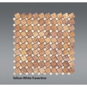 Plaquette de Travertin jaune et blanc  30,5 x 30,5 x 1 cm